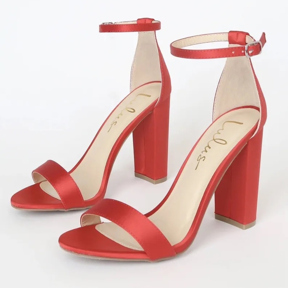 NWOT Red Satin Lulu’s Heels ❤️